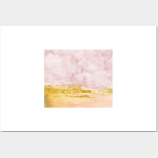Golden painted pink marble Posters and Art